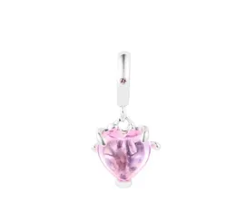 Passar Pandora Armband 925 Sterling Silver Pink Family Tree Heart Dangle Charm Crystal Beads Smycken för kvinnor gratis frakt