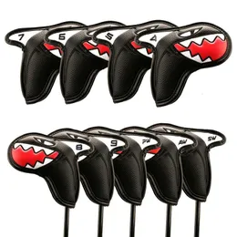 Other Golf Products 9Pcs Golf Club Iron Cover Golf Iron Head Covers Cute Sharks Design With Number Protective Golf Cover Golf Accessories 230605