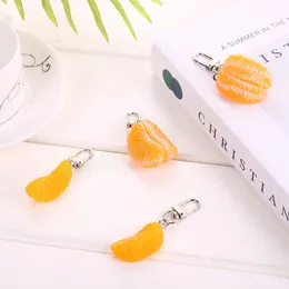 Creative Cartoon Simulated Orange Petal Model Geometric KeyChain for Women Girls Fruit Series Car Bag Accessories Key Ring