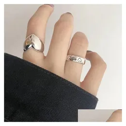 Band Rings Sier Love Heart Width For Women Couples Creative Trendy Birthday Jewelry Gifts Prevent Allergy Drop Delivery Ring DHV6R