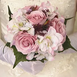 Dekorative Blumen Simulation Rose Hortensie Strauß Seide Braut hält Blumenstrauß Hochzeit Dekor Wohnzimmer Home Party Event Blumenarrangement