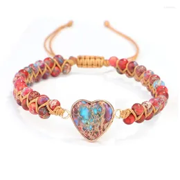 Charm Bracelets 2023 Edge Heart-shaped Imperial Stone Bracelet Hand-woven Double Beaded Bag Retro Jewelry Accessories