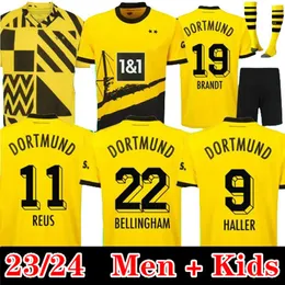 23 24 24 koszulki piłkarskie Haller Dortmund Football Reus Reyna Dortmund Neongelb Bellingham Hummels Brandt Witsel 2023 2024 Men Kit Kit Maillot de Foot Jersey