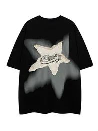 Camiseta Feminina QWEEK Y2K Vintage Black Star Camiseta Feminina Streetwear Anos 90 Grunge White Tees Oversized Harajuku Retro Hip Hop Gola redonda Camiseta 230606