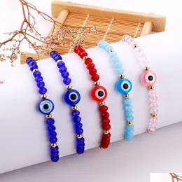 Urok bransoletki turecki niebieski kryształowy złe oko dla kobiet ręcznie robione szklane koraliki łańcuchy Lucky Biżuter