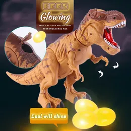 電気rc動物大きな電気恐竜のおもちゃ機械的な声のあるウォーキングジェット世界ティラノサウルスレックスラミナスエッグチルドレンベビーギフト230605