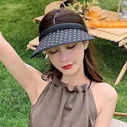 Wide Brim Hats Fashion Polka Dot Sunscreen Cap Women Casual Breathable Empty Top Hat Spring Summer Outdoor Sports Beach