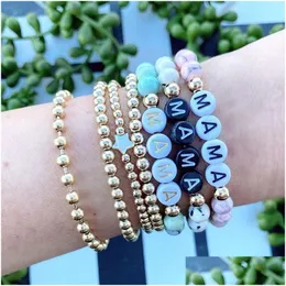 Beaded Mama Strands Bracelet Natural Stone Stretch Bracelets For Women Fashion Jewelry Will And Sandy Black Green Drop Delivery Dhqod