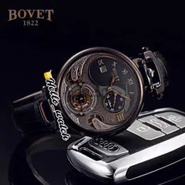 Inne zegarki 46 mm Bovet 1822 Tourbillon Amadeo Fleurie Automatyczne męże zegarek stalowy szary szkielet markery rzymskie skóra HWBT Hello_Watch J230606