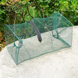 Fishing Accessories Foldable Cage Net Fish Carp Bait Shrimp Basket Crayfish Lobsters Catcher Tank Trap Mesh Network 230606