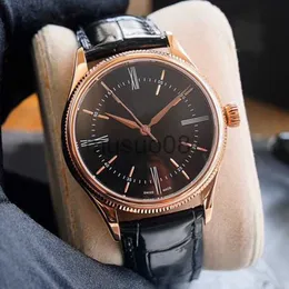 Andra klockor högkvalitativa klockor 39mm Geneve Cellini 2813 Movement Leather Armband Automatic Mens Watch Watches J230606