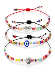 Handmade Braided Evil Blue Eye Bracelet Chain Elephant Tree of life Charm Rainbow Seed Beads Bracelets for Women Girls Pulseras Mu5605216