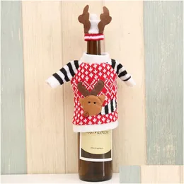 Christmas Decorations Reindeer Wine Bottle Er Knit Cartoon Case Bag For Home Decor Drop Delivery Garden Festive Party Supplies Dholg