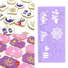 Moldes para assar 1 conjunto Eid Mubarak Acrílico Biscoitos Molde Cookie Fondant Cortador Carimbo Ferramenta Gravadora Ramadan Festa Bolo Decoração