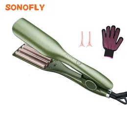 Curling Irons Sonofly Negative Ion Corn Curling Iron Ceramics Electrical Hair Fluffy Corrugated Curler 5 Temperaturer Styling Tools RZ-005 230605