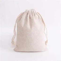 50pcs lot Natural Color Cotton Bags 8x10 9x12 13x18cm Drawstring Gift Bag Pouches Muslin Candy Gifts Jewelry Packaging Bags T20060276D