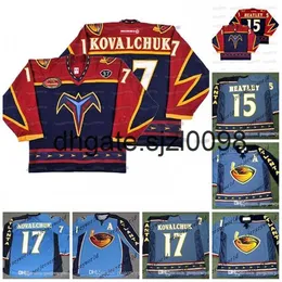 SJSJ98アトランタスラッシャーズ5周年記念ジャージ＃17 Ilya Kovalchuk 2003＃15 Dany Heatley＃16 Buchberger＃97 Player 2003 Vintage Hockey Jerseys