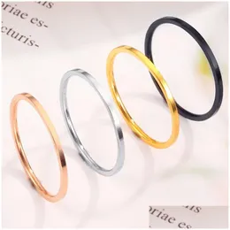 Band Rings Round For Women Thin Stainless Steel Wedding Ring Simplicity Fashion Jewelry Wholesale Bijoux 1Mm Drop Delivery Dhc9E