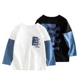 T-Shirts marka çocuk kıyafetleri sonbahar tarzı erkekler dip gömlekleri moda mektup baskılar tees çocuk kıyafetleri 230605