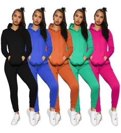women s two piece jogging suits Fashion casual women fall fashion 2020 solid color hooded sweater trousers sports two piece set8089081