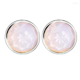 Stud Earrings October Droplets Sterling-Silver-Jewelry With Opalescent Pink Crystal 925 Silver Jewelry For Women