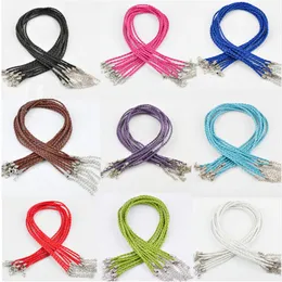 In Stock lot 50pcs 3MM 18 lobster clasp knit mixed color Leather Braid Rope Necklace For diy Jewelry Making findings2273