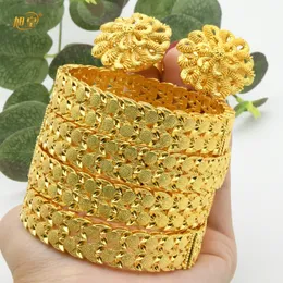 Charm Armband Xuhuang Duai Mixed Wholesale Plated Gold Bangle With Ring African Wedding Party Armband Jewelry Gift Hawaiian Arab Charm Bangle 230605