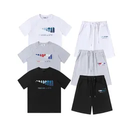 남자 티셔츠 트랙 슈트 디자이너 자수 편지 럭셔리 검은 흰색 회색 무지개 컬러 여름 스포츠면 코드 코드 탑 짧은 슬리브 크기 S에서 XL