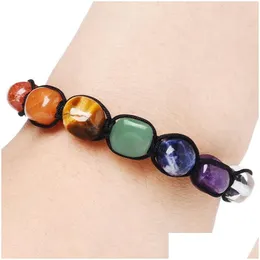 Perlen 7 Chakra Yoga Naturstein Armband Strang Frauen Herren Irregar Perlen Gewebte Armbänder Modeschmuck Will And Sandy Geschenk Drop Dhjs5