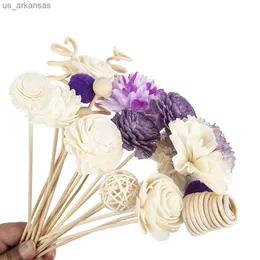 Nya 19 st lila serie Flower Rattan Sticks Fireless Dofts Reed Diffuser Stick Diy Ornament Home Decor L230523