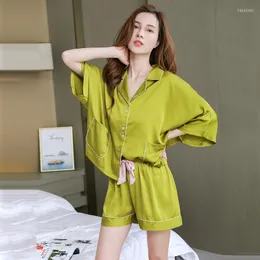 Roupa de dormir feminina Tulin Fashion Satin Women 2PCS Pijamas Set Casual Loungewear Summer Camisola CamisolaCalças Lingerie Íntima Macia