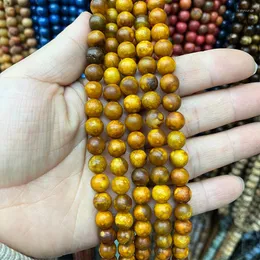 Lösa ädelstenar naturliga sten rund tå gula pärlor chalcedon agates distans för smycken som gör diy armband halsband 8mm