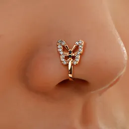 Anéis de nariz Studs Clipe de nariz em forma de U não perfurado Piercing de nariz falso Jóias Anéis de borboleta Bijuterias da moda Piercing de septo Nariz 230605