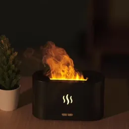 Umidificatori Simulazione Fiamma Luce Diffusore per aromaterapia Diffusore di olio essenziale ad ultrasuoni USB Spegnimento automatico per umidificatore domestico Aroma