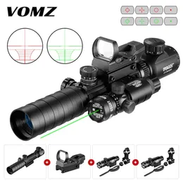 VOMZ 3-9X32 EG Portata del fucile tattico di caccia Mirino ottico Mirino illuminato rosso Olografico 4 Reticolo Punto verde Combo
