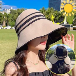 Wide Brim Hats Summer Empty Top Sun For Women Anti-UV Double-layer Large Designer Fishman's Hat Foldable Outdoor Travel Beach Caps