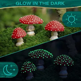 Garden Decorations Mini Mushroom Glow In The Dark Resin Crafts Fairy Garden Miniatures Garden Ornament Terrarium Figurines Decor DIY Dollhouse 230606