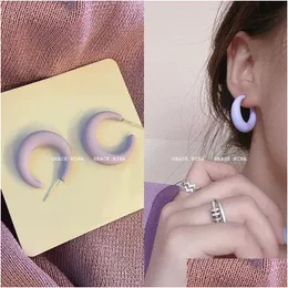 Dangle Chandelier Fashion Candy Color Resin Circle Earrings Korean Semicircle C Shape Round Acrylic Hoop 2022 Trendy Jewelry Gifts Dhp1E