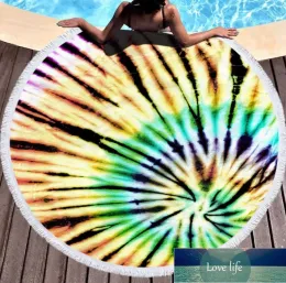 Classic The latest 150CM round printed beach towel, tie-dye light style, microfiber, tassels, soft touch