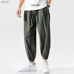 Streetwear Calça Harém de Algodão Masculina Calça Jogger 2020 Estilo Coreano Plus Size Masculino Casual Calças de Verão L230520