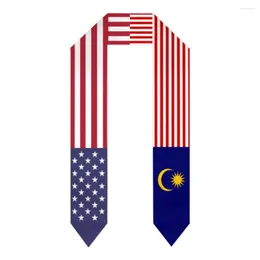 Scarves Graduation Sash Malaysia & USA United States Flag Stole Shawls Graduate Wraps Scraf International Student Pride Gifts