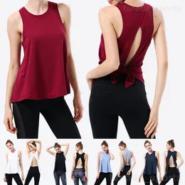 Lu Align Lu Lady Fitness Tank Top Woman Beautiful Back Workout Yoga Vest Seveless Loose Runing Smockセクシーなトレーニングカバーヨガの丸い弾力性