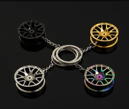 3D Car Metal Wheel Hub Keyrings Auto Sports Cars Nyckelringar Keychain Pendant Silver Gold Fashion Jewelry Hangs6247030
