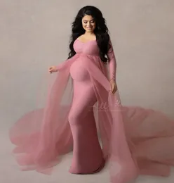 Maternity Dresses Pink Pography Props Shoulderless Pregnancy Long Dress For Pregnant Women Maxi Gown Baby Showers Po Shoot 230605