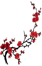 Plum Blossom Flower Fabric Applique Wintersweet Clothing Embroidery Patch Fabric Sticker Iron On Sew Craft Sewing Repair 09Otm7488209