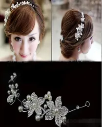 High Quality Bride Jewelry SilverRed Crystal Flower Bride Headdress Soft Chain Wedding Hair Ornaments Decorated Headpieces2539383