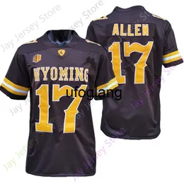 COE1 2021 NEW NCAA College Wyoming Jersey 17 Josh Allen Coffee White Size S-3XL Youth Youth All Metitched Embroidery