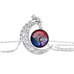 Pendant Necklaces Tree Of Life Moon Glass Cabochon Necklace Fashion Jewelry For Women Kids Gift 161432 Drop Delivery Pendants Dh9Fc