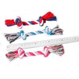 Tough Puppy Dog Toys Colori casuali Cotton Double Knot Rope Chewers Toy per cani di piccola taglia che giocano giocattoli interattivi per animali domestici in corda