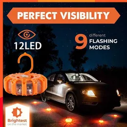 مشاعل LED New LED Flares السلامة وميض تحذير على جانب الطريق على جانب الطريق أقراص الطوارئ منارة تصميم الدراجات النارية للدراجات النارية المغناطيسية
